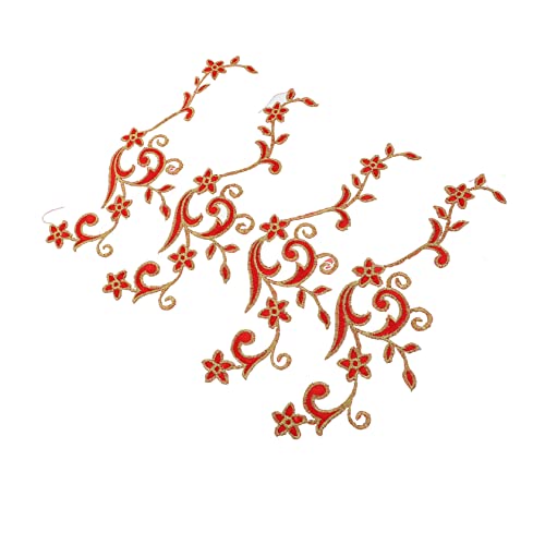Ciieeo 4 Stück Kleidung Diy-kleiderflicken Blumendekor Blumenaufkleber Spitzenapplikation Spitzenkragen Für Kleider Vintage-dekor Genähte Applikation Nähhandwerk Rot Die Blumen Mode Stoff von Ciieeo