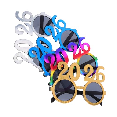 Ciieeo 4 Teiliges Silvester 2026 Brillenset Silvesterbrille – Abschlussbrillengestell – Glitzer Zahlenbrille – Party Foto Requisiten Für 2026 Ciieeo 4 Teiliges Silvester 2026 Brillenset Silvesterbrille – Abschlussbrillengestell – Glitzer Zahlenbrille – Party Foto Requisiten Für 2026 von Ciieeo