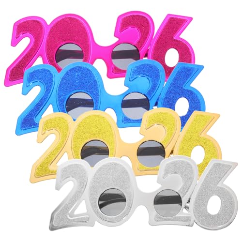 Ciieeo 4-teilige Abschlussbrillen: Glitzernde „2026 – Frohes neues Jahr“-Brillen – Neuartige Kunststoffbrillen für die Silvesterparty-Fotokabine Ciieeo 4-teilige Abschlussbrillen: Glitzernde „2026 – Frohes neues Jahr“-Brillen – Neuartige Kunststoffbrillen für die Silvesterparty-Fotokabine von Ciieeo