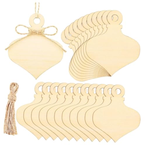 Ciieeo 40 Stück Diy Holzanhänger Leere Holzstücke Glühbirnenform für Kreative Weihnachtsdekoration Bastelprojekte und Personalisierte für Feste und Partys von Ciieeo