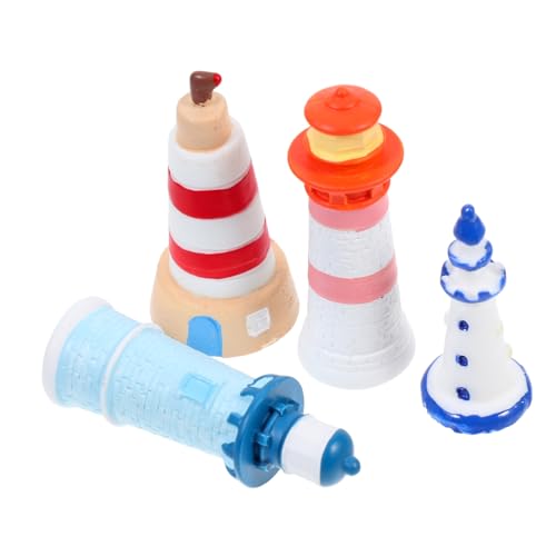 Ciieeo 4stücke Miniatur Leuchtturm Deko Nautische Tischdekoration Für Innen Und Außen Mediterrane Insel- -skulpturen Für Partys Farben Resin Landschaftsbau von Ciieeo
