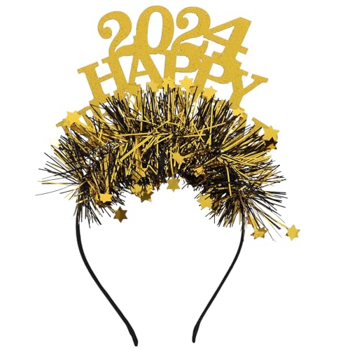 Ciieeo 5 Stück 2024 Neues Jahr Stirnband Requisiten Für Die Neujahrsparty Silvester Partyhüte Abschluss-kopfschmuck Gastgeschenke Stirnband Für Kinder Deko Grüßer Latte-kunst Haar Student von Ciieeo