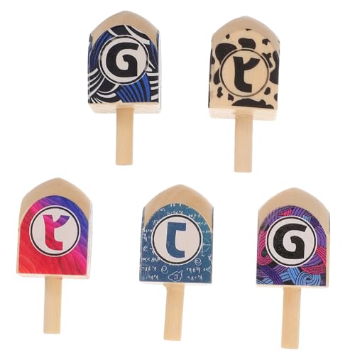 Ciieeo 5 Stück Chanukka-Dreidel Aus Holz, Chanukka-Dreidel Für Chanukka-Spiel, Kinder, Pädagogisches Spielzeug, Urlaub, Basteln, Partys, DIY-projekte, Zubehör von Ciieeo