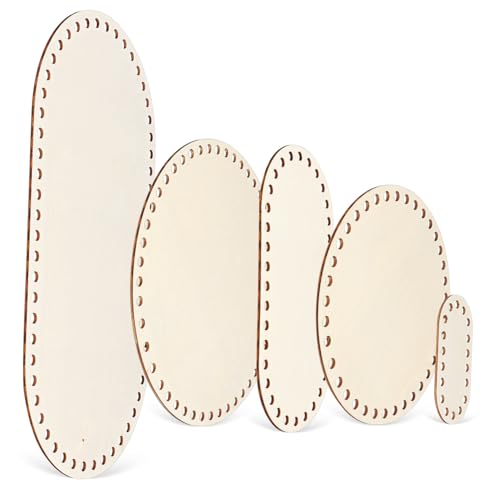 Ciieeo 5 Stück Korbbasis Diy-zubehör Zum Korbmachen Häkeln Und Strickvorräte Herzstück Aus Holz Holzscheiben Mit Löchern Strickwaren Auf Holzbasis Korbböden Holzhandwerk Beige Hölzern von Ciieeo