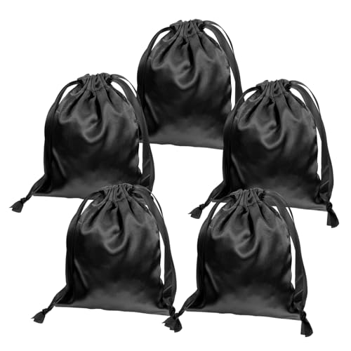 Ciieeo 5 Stück Multifunktionale Zugbeutel für Schmuck Kosmetik und Strapazierfähige Taschen für Hochzeiten und Übernachtungspartys Schwarz von Ciieeo