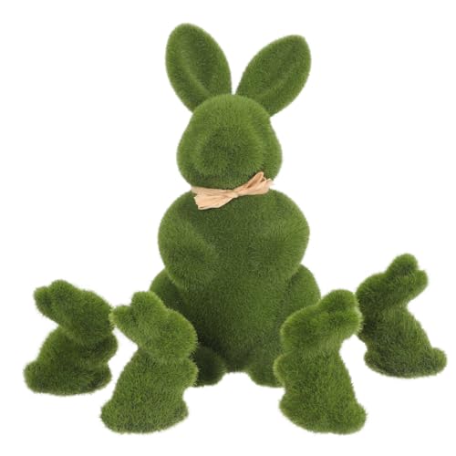 Ciieeo 5 Stück Osterhase Aus Grünem Moos Mit Moosmotiv Für Den Innenbereich Tisch Zuhause Küche Regaldekorationen (Grün) von Ciieeo