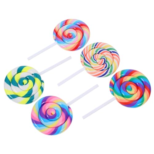 Ciieeo 5 Stück Simulierte weiche Keramiklollipop Regenbogen-Lutscher- Simulationsbonbondekor Lollipop-Hintergrunddekorationen Lollipop-Dekoration aus Ton Polymer-Ton von Ciieeo