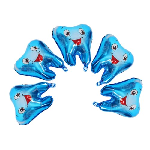 Ciieeo 5 Stück Taufballons Zahnförmige Ballons Weiße Zahnballons Zahndekor Zahnlatexballons Zahnform Ballons Dekoration Für Babyzähne Aluminiumfolie Himmelblau von Ciieeo