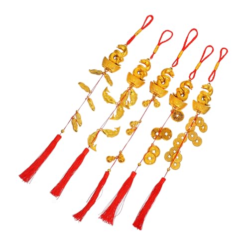 Ciieeo 5 Stück Teiliges Chinesisches Jahr Dekoration mit Quasten Vielseitige Frühlingsfest Anhänger für Fenster Bonsai und Tür Goldene Glückssymbole für Wohlstand und Segen im Jahr der Ciieeo 5 Stück Teiliges Chinesisches Jahr Dekoration mit Quasten Vielseitige Frühlingsfest Anhänger für Fenster Bonsai und Tür Goldene Glückssymbole für Wohlstand und Segen im Jahr der von Ciieeo