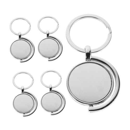 Ciieeo 5 Stück Teiliges Runde Metall Schlüsselanhänger Drehbar Hitzebeständig für Sublimation DIY Wärmeübertragung Schlüsselring Sublimationszubehör für Personalisierte von Ciieeo