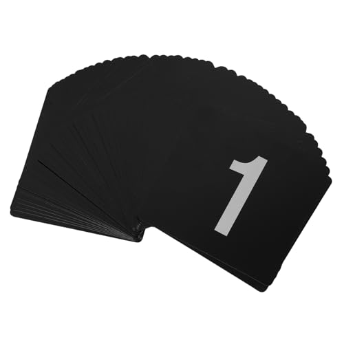 Ciieeo 50 Stück Tabellennummer Nummernkarten zur Hochzeit Tischbestuhlungskarten Tischkarten zum Sitzen doppelte Beistelltischnummern doppelseitige Zahlenkarten PVC Black von Ciieeo