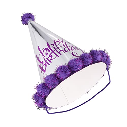 Ciieeo 5St Geburtstagshut Bommel Partyhut Mini-Partyhüte winzig Mini-Hut Geburtstagskappe Geburtstagsparty-Hut Papier Kegel Hut Geburtstagsparty liefert Baby Violett von Ciieeo