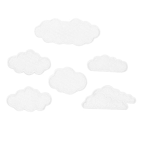 Ciieeo 6 Stk Stoffaufkleber Nähen Cloud-patches Zum Selbermachen Wolkenförmige Patches Flicken Buchstaben Aufbügeln T-shirt Wolkenabzeichen Kind Kunsthandwerk Stickgarn Selbstgemacht Weiß von Ciieeo