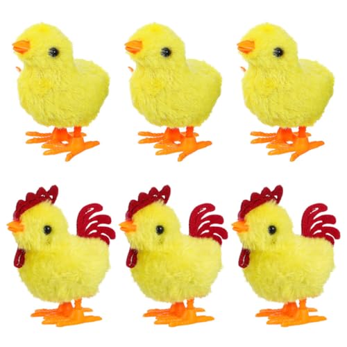 Ciieeo 6 Stück Auf dem Uhrwerk Küken Aufziehspielzeuge Hühnerspielzeug für Mädchen Ostern Tierspielzeug Gastgeschenke für Ostern Aufziehspielzeug Huhn Simulationshuhn Plüsch Gelb von Ciieeo