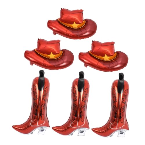 Ciieeo 6 Stück Cowboyhut und Stiefel Folien Dekorationen für Junggesellenabschied und Western Themen Geburtstagsfeiern von Ciieeo