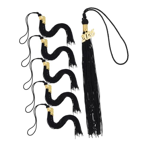 Ciieeo 6 Stück Junggesellenhut Quaste Quastenanhänger Abschlussdeckel Für Kappe Abschlussdekorationen Abschlusskostüm Fotocharme Mit Abschlussquaste Gold Quasten Black Polyester von Ciieeo