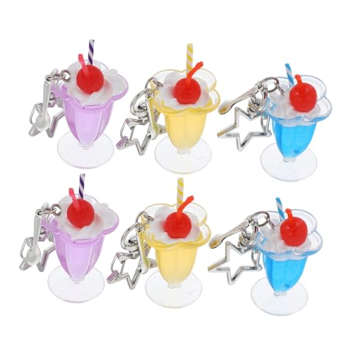 Ciieeo 6 Stück Teiliges Miniatur Eiscreme Becher Schlüsselanhänger mit Löffel Niedliche Anhänger für Taschen Rucksäcke und Handtaschen für Partys und von Ciieeo