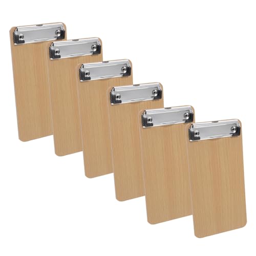 Ciieeo 6 Stück holz klemmbretter Zwischenablage Büro Schule Speisekarte Schreibwaren mit Stifthalter für Klemmbrett Holzklemmbiete Schrägtafel zum Schreiben Planke Khaki von Ciieeo