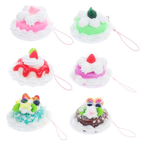 Ciieeo 6 Stück kleiner Kuchenanhänger falsches Essen falsches Brot Dessert-Simulationsmodell gefälschter Kuchen Faux-Gebäck-Display gefälschtes Gebäck Kuchen-Modell PVC von Ciieeo