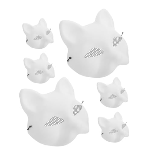 Ciieeo 6 Stück unlackierte Fuchs-Katzen-Masken, Halbgesichtsmasken, weiß, blanko, Spitzendesign, bequem, atmungsaktiv, Passform für Halloween, Cosplay, Karneval, Party-Dekorationen Ciieeo 6 Stück unlackierte Fuchs-Katzen-Masken, Halbgesichtsmasken, weiß, blanko, Spitzendesign, bequem, atmungsaktiv, Passform für Halloween, Cosplay, Karneval, Party-Dekorationen von Ciieeo