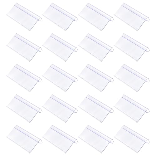 Ciieeo Aufstecken 60 Stück Preisschilder Glasregal-Etikettenhalter Transparente Etikettentaschen Kleine Acryl-Schilderhalter Regalhalterungen Drahthalter Für Kabel Drahtschilder von Ciieeo