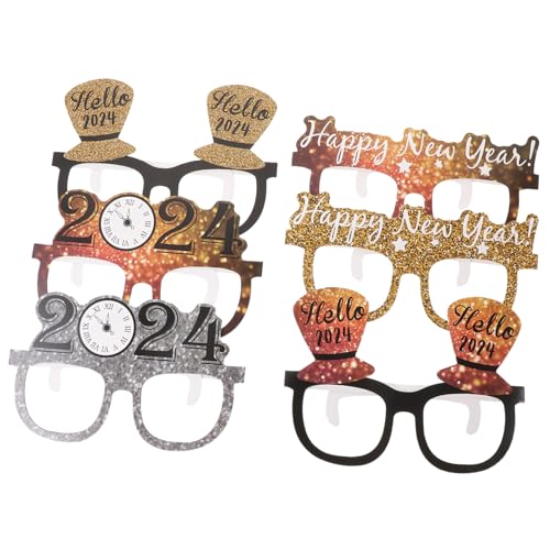 Ciieeo 6st 2024 Neujahr Foto-requisiten Papier-brillenrahmen (6 Stück) Silvesterbrille 2024 Neujahrsparty-brille Brillenfassungen Für Das Neue Jahr 2024 Brille Gläser Neujahrspapier von Ciieeo