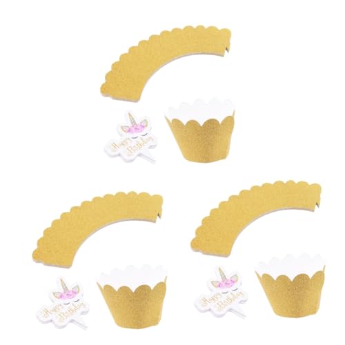 Ciieeo 72 Stk Dekorationszubehör für Desserttische unicorn party einhornparty stitch tortendeko Kuchen Tortenaufsätze aus Papier Party-Cupcake-Dekor Pappbecher schmücken Karte einführen von Ciieeo