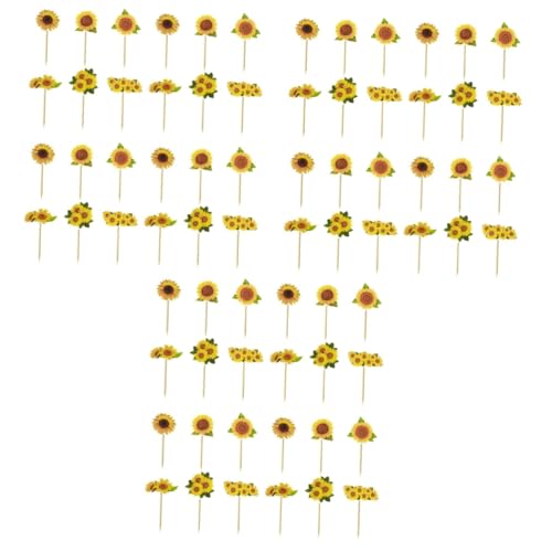 Ciieeo 72 Stk Einlagen für Sonnenblumenkuchen Sonnenblumen-Babyparty-Dekorationen Sonnenblumengirlande partydekoration party decoration Papierbecher Ornament Muffin-Topper Dessert-Topper von Ciieeo