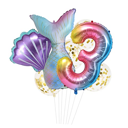 Ciieeo 8 Stk Einjähriger Ballon anzug kinder mitgebsel kindergeburtstag luftdicht Kinderanzüge Nummernballons für Kinder Meerjungfrauenschwanz Dekor kreative Requisitenballons Schalenform von Ciieeo
