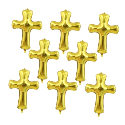 Ciieeo 8 Stück Ballon Aus Aluminiumfolie Luftballons Zur Kommunion Kreuzfolien-partyballon Dekoration Königlich Gemeinschaft Kreuzballons Taufe Babypartyballons Ballons Zur Taufe Golden von Ciieeo