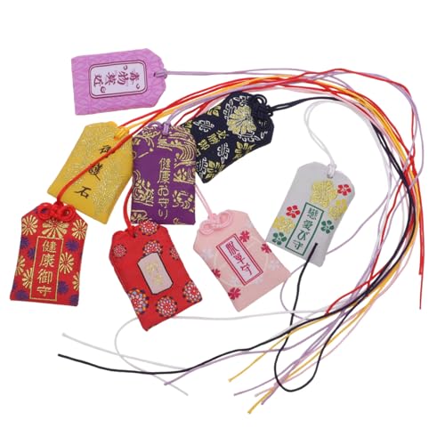 Ciieeo 8 Stück Japanische Amulett Glücksbeutel Teiliges Handgefertigter Segensbeutel mit Lanyard Dekorativ für Rucksack Tür Fenster Symbolisch für Gesundheit Liebe Bildung als von Ciieeo