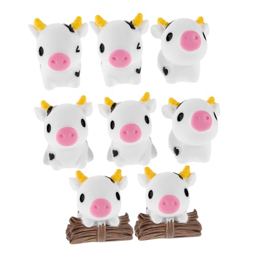 Ciieeo 8 Stück Teiliges Niedliche Kuh Figuren aus Robustem Resin Miniatur Bauernhoftiere für Mooslandschaft Feengarten deko DIY Terrarium Basteln Vielseitige Mini Kuh Cake Topper von Ciieeo
