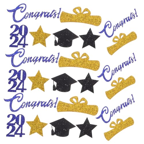 Ciieeo Abschlussfeier Konfetti Congrats Dekoration mit Blauen Sternen Schwarzen Doktorhüten und Goldenen Zertifikaten für Kreative Tischdeko und Diy Projekte zur Graduierung von Ciieeo