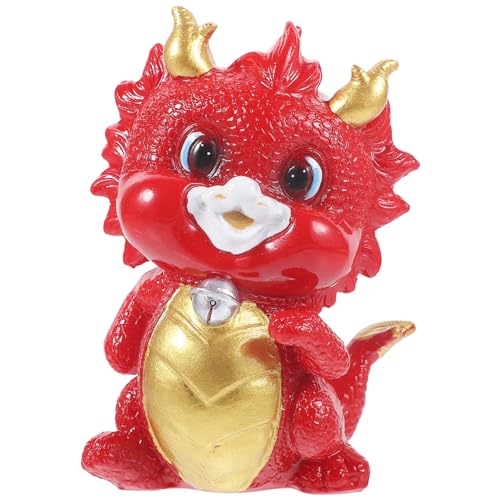 Ciieeo Drachenharzornamente rote Dekoration Desktop-Dekoration Plüsch dekorative Drachenstatuen Figur die chinesen tiegerbalm red Drachendekorationen aus Harz Desktop -Ornamente von Ciieeo