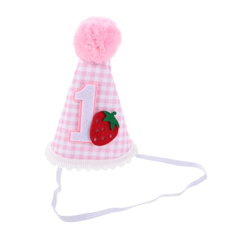 Ciieeo Erdbeer-Erster-Geburtstag-Hut für Mädchen – Süßer 1. Geburtstag Haarkranz in Rosa – Erdbeer-Motto Partyzubehör für Babyparty und erstes Lebensjahr von Ciieeo
