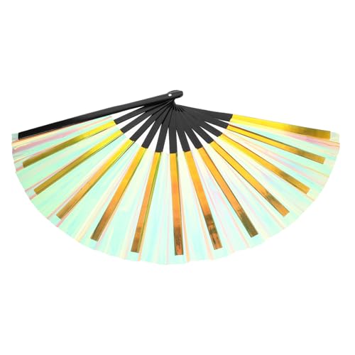 Ciieeo Faltbarer Handfächer mit Irideszentem Design Leicht und Tragbar für Partys Hochzeiten Tanz und Fotoshootings Chinesischer Stil Fächer Handgefertigt aus PVC mit Bambusrahmen von Ciieeo