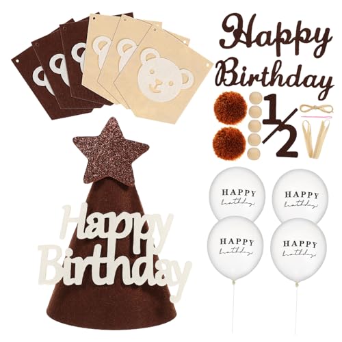 Ciieeo Geburtstagsdekoration Set mit Bären Mütze Banner und Luftballons für Geburtstagsfeiern Sichere und Leichte Materialien Einfache Montage für Drinnen und Draußen Ciieeo Geburtstagsdekoration Set mit Bären Mütze Banner und Luftballons für Geburtstagsfeiern Sichere und Leichte Materialien Einfache Montage für Drinnen und Draußen von Ciieeo
