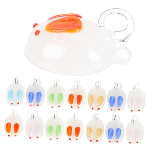Ciieeo Glas-Hasen-Figuren, Kaninchen, Bastelperlen für DIY-Schmuck, Heimdekoration und lose Glasperlen, Blau, Rosa, 15 Stück von Ciieeo