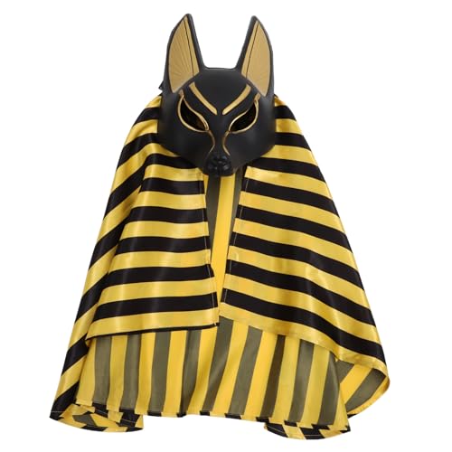 Ciieeo Halloween Anubis Maske mit Kerchief Stabile Kunststoffmaske und Stoffkopftuch Detailliertes Cosplay Zubehör für Faschingskostüme Maskenball Karneval und Party Erwachsene von Ciieeo