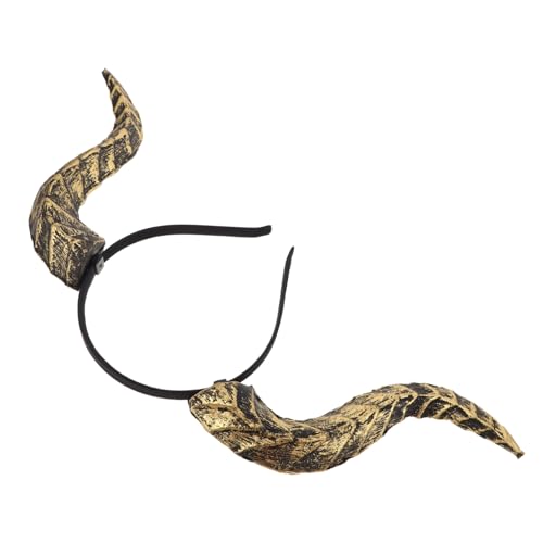 Ciieeo Halloween Gothic Teufel Stirnband mit Abnehmbaren Goldfarbenen Hörnern Komfortables Cosplay accessoire Vielseitiges Party haarreif für Damen und Herren für Maskerade und Karneval von Ciieeo