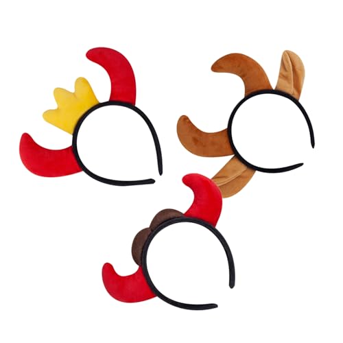 Ciieeo Halloween-Haarreifen mit Teufelshorn, weich, bequeme Passform, leicht, für Damen, Weihnachten, Cosplay, Party, Kostüm, Zubehör, 3 Stück von Ciieeo