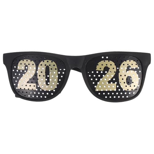 Ciieeo Happy Year-Brille 2026, Abschlussbrille für die Klasse von 2026, quadratisch, neuartige Brille für Silvesterparty, Fotoautomaten-Requisiten, Schwarz von Ciieeo