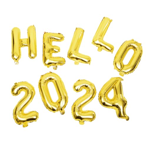 Ciieeo Hello Zahlen Folienballon Set Gold Party Dekoration für Silvester Neujahrsfeier Sichere Materialien Wiederverwendbar für Fenster Wand Tür von Ciieeo