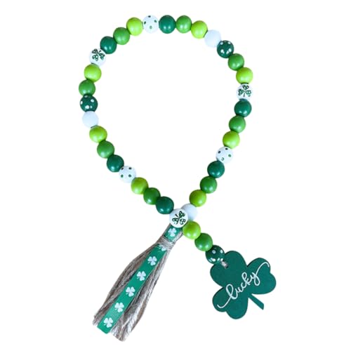 Ciieeo Holzperlen Quaste Anhänger mit Kleeblatt Dekoration für Patrick's Day Rustikale Girlande mit Einzigartigem Design für DIY Bastelprojekte und Festliche Anlässe von Ciieeo