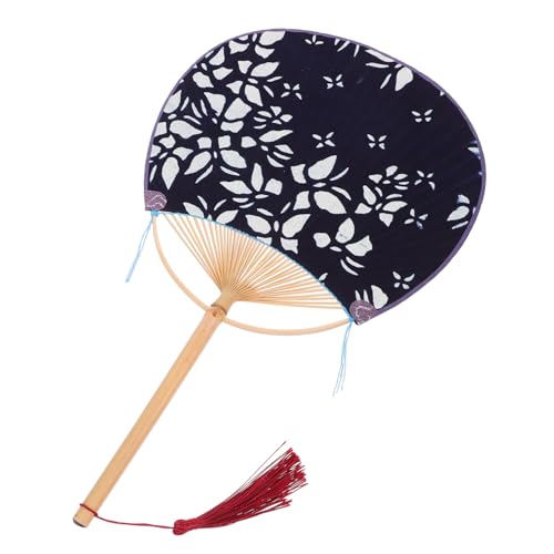 Ciieeo Japanischer Rundfächer mit Doppelseitiger Traditioneller Stoffbemalung Bambusgriff Handgefertigt Leicht und Tragbar Modisches für Frauen Hochzeiten und Dekoration Blaues Muster Ciieeo Japanischer Rundfächer mit Doppelseitiger Traditioneller Stoffbemalung Bambusgriff Handgefertigt Leicht und Tragbar Modisches für Frauen Hochzeiten und Dekoration Blaues Muster von Ciieeo