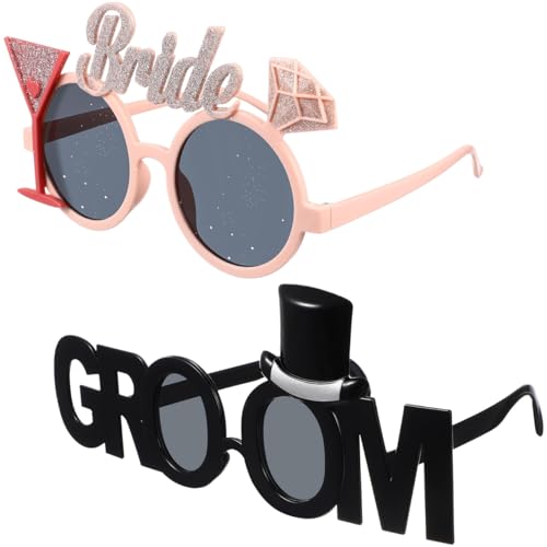 Ciieeo Lustige Sonnenbrille für Brautpaar, leuchtende Farben, Brillen für Brautparty, Junggesellenabschied, Foto-Requisiten, einzigartiges Hochzeitszubehör für unvergessliche Momente, 2 Stück Ciieeo Lustige Sonnenbrille für Brautpaar, leuchtende Farben, Brillen für Brautparty, Junggesellenabschied, Foto-Requisiten, einzigartiges Hochzeitszubehör für unvergessliche Momente, 2 Stück von Ciieeo