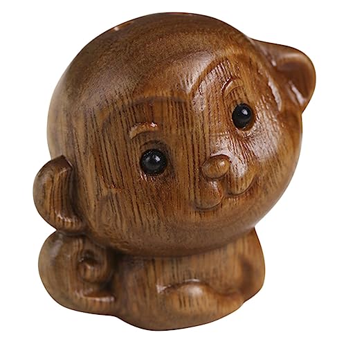 Ciieeo Monkey Schlüsselanhänger Adorable Affenstatue mit Schlüsselring Dekorative Holzfigur für Auto Büro Zuhause und Taschenanhänger von Ciieeo