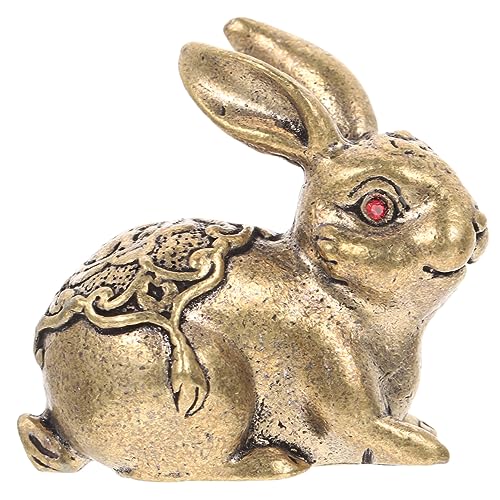 Ciieeo Neujahrsdekoration Kaninchenfigur aus Messing Kreatives Hasenornament für Desktop Büro und Restaurant Langlebige für Festliche Anlässe von Ciieeo