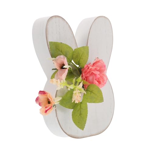 Ciieeo Osterhase Figur Natürliche Material Holz Bunny Statue Vintage Stil Ostern von Ciieeo