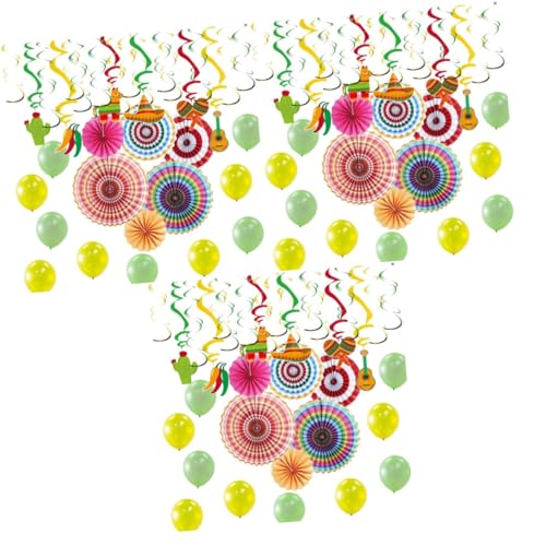 Ciieeo Partyballons 3 Sätze hängende wirbel dekorationen deckenverkleidung house decoration Ballon Party-Papier-Fan lüfter Deckenstrudel wirbelt Luftschlangen Spiral- schmücken Mexiko von Ciieeo